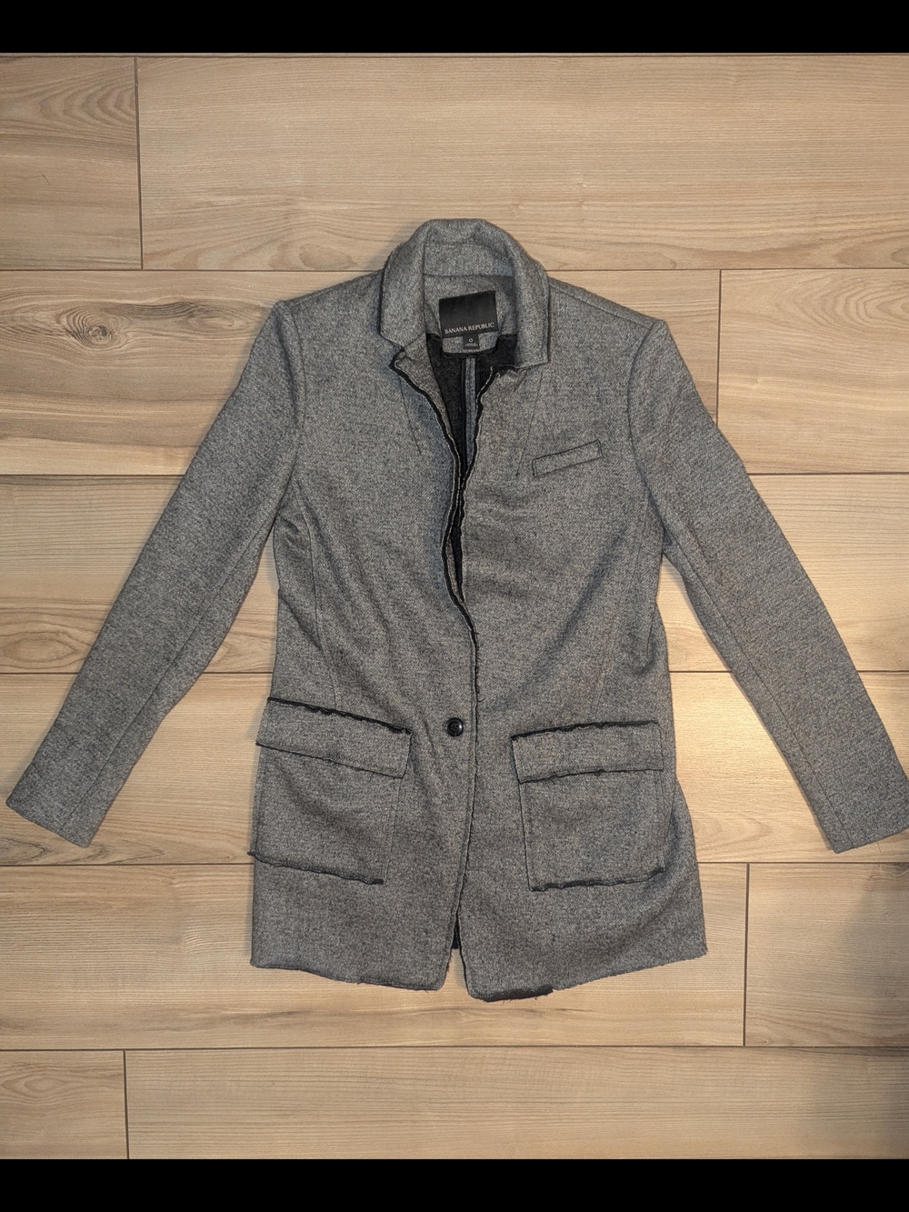 Banana Republic Heather Gray Wool Blend Tweed Blazer